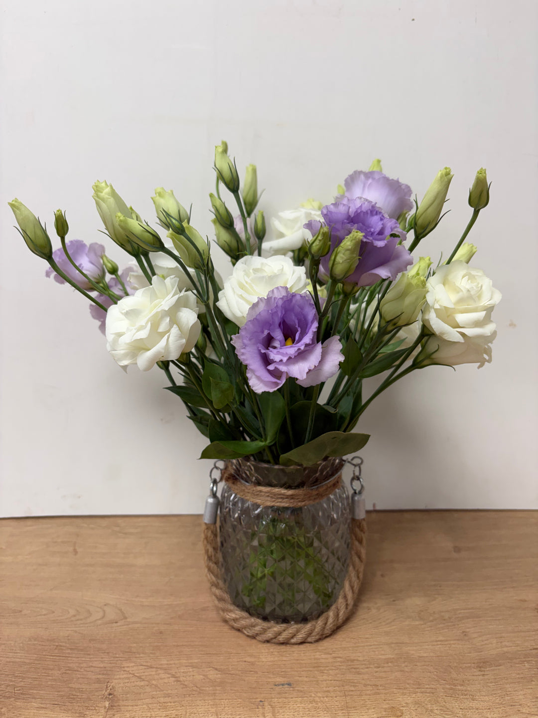 Locally Grown Lisianthus Rustic Vase