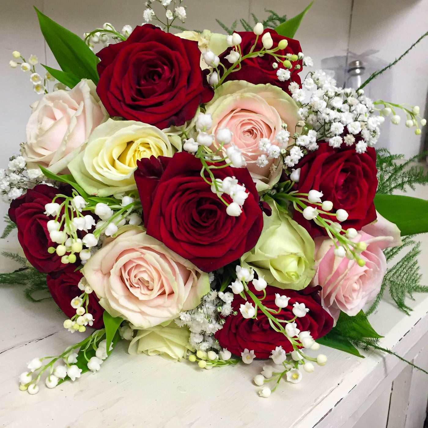 Deep Red Rose Bridal Bouquet