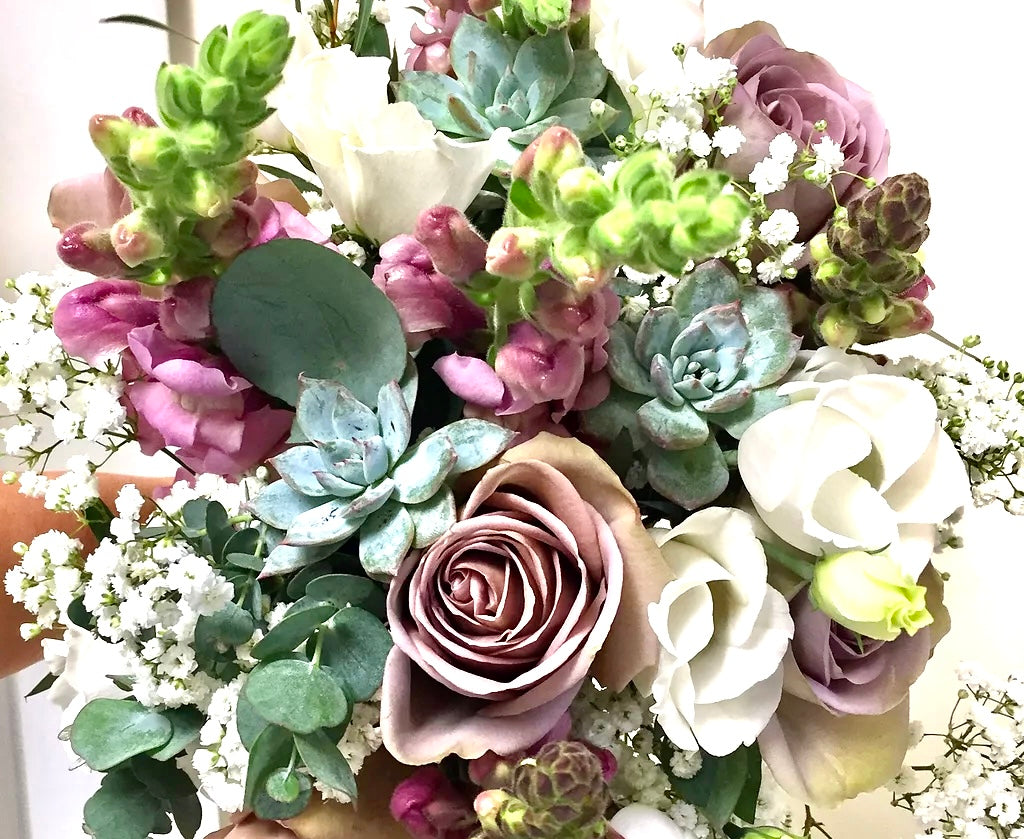 Dusky Rose & Succulent Bridal Bouquet